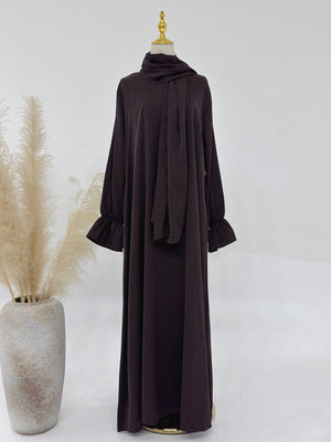 Conjoined Long Scarf Sleeve Flower Abaya