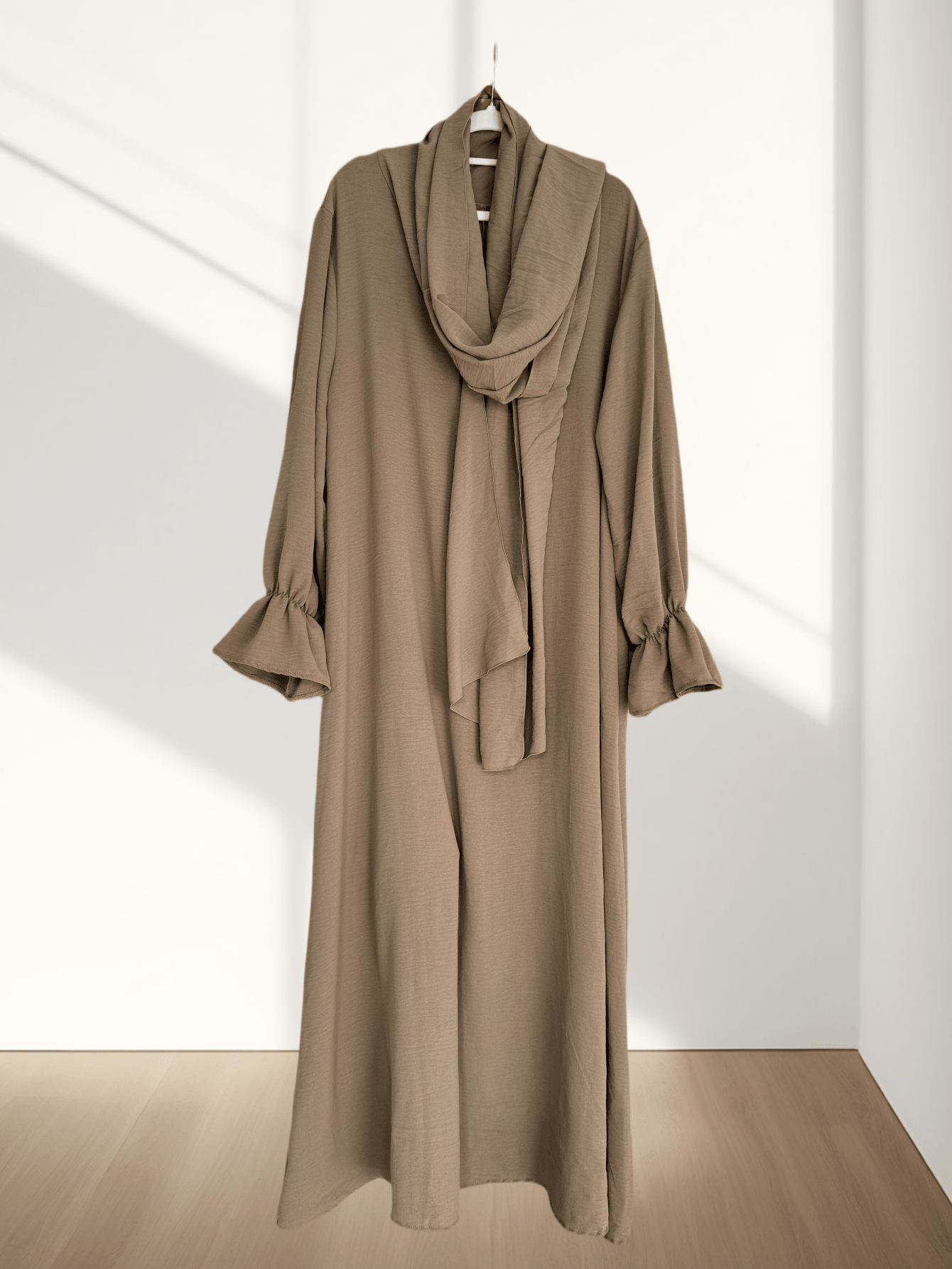 Conjoined Long Scarf Sleeve Flower Abaya