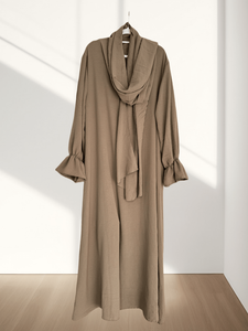 Conjoined Long Scarf Sleeve Flower Abaya