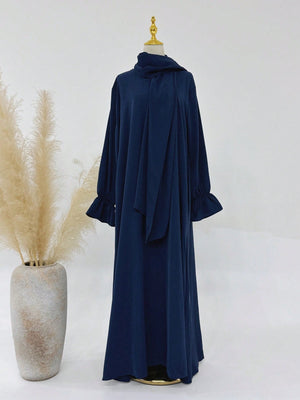 Conjoined Long Scarf Sleeve Flower Abaya
