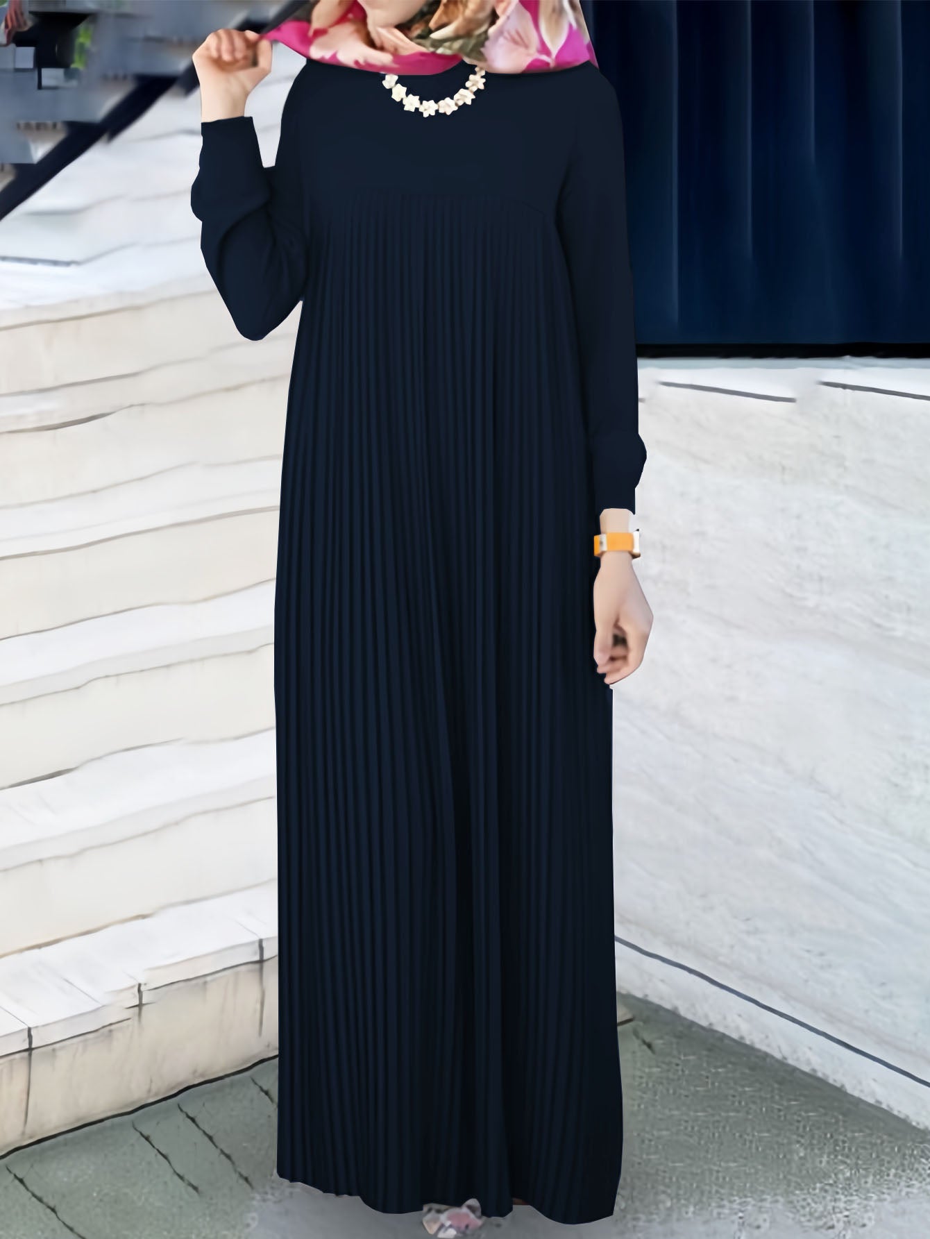 Simple Solid Color Long sleeve Abaya