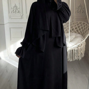 Conjoined Long Scarf Sleeve Flower Abaya