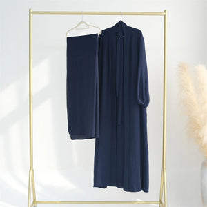 Crinkle Fabric Open Abaya + Inner Long maxi