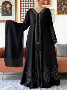 Elegant Chiffon Loose Open Zipper Abaya