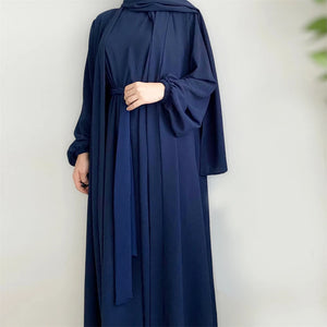 Crinkle Fabric Open Abaya + Inner Long maxi